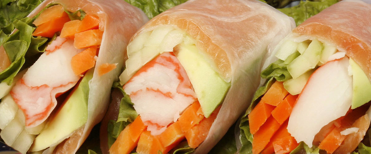 Fresh seafood rolls and wraps